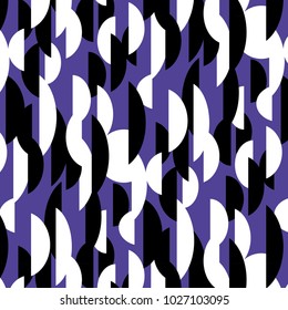 Seamless Black White Half Circles Veri Peri Violet Background Vector Pattern