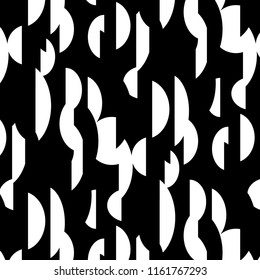 Seamless Black And White Half Circles Black Background Two-Tone Vector Pattern