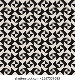 Seamless black and white half square triangle pattern.  Graphical illustration for a unique wall decor, textiles and interior design.