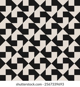 Seamless black and white half square triangle pattern.  Graphical illustration for a unique wall decor, textiles and interior design.