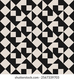 Seamless black and white half square triangle pattern.  Graphical illustration for a unique wall decor, textiles and interior design.