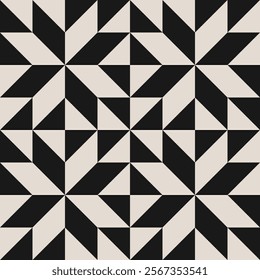 Seamless black and white half square triangle pattern. Graphical illustration for a unique wall decor, textiles and interior design.
.