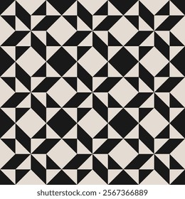 Seamless black and white half square triangle pattern. Repeated and decorative design that can be used for packaging, decorating, interior design, textiles and more.


