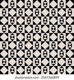 Seamless black and white half square triangle pattern. Repeated and decorative design that can be used for packaging, decorating, interior design, textiles and more.


