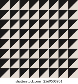 Seamless black and white half square triangle pattern. Repeated and decorative design that can be used for packaging, decorating, interior design, textiles and more. 
