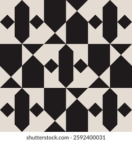 Seamless black and white half square triangle pattern background. Repeated and decorative design that can be used for packaging, decorating, interior design, textiles and more.