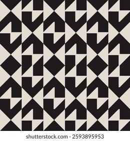 Seamless black and white half square triangle pattern. Repeated and decorative design that can be used for packaging, decorating, interior design, textiles and more.
