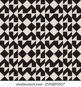 Seamless black and white half square triangle pattern. Repeated and decorative design that can be used for packaging, decorating, interior design, textiles and more.
