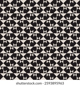 Seamless black and white half square triangle pattern. Repeated and decorative design that can be used for packaging, decorating, interior design, textiles and more.
