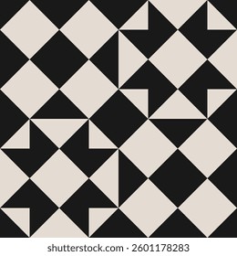 Seamless black and white half square triangle pattern.  Graphical illustration for a unique wall decor, textiles and interior design.
