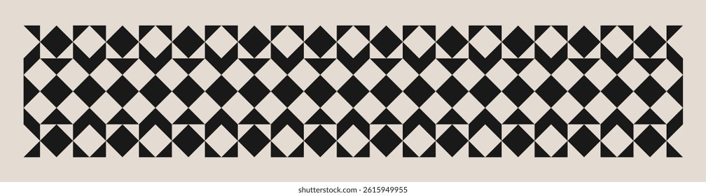Seamless black and white half square triangle pattern. Graphical illustration for a unique wall decor, textiles and interior design.	
