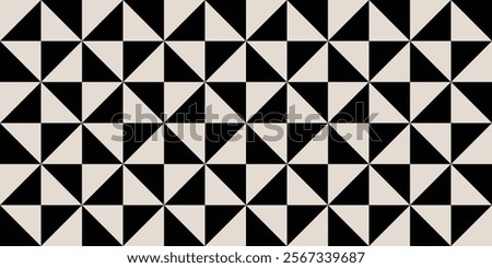Seamless black and white half square triangle pattern.  Graphical illustration for a unique wall decor, textiles and interior design.