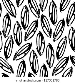 Seamless black and white hand drawn pattern with stylized leaves. Endless ethnic texture for design and decoration textile, covers, wrapping paper etc.