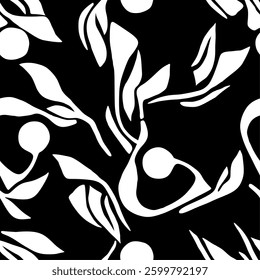 Seamless black and white hand drawn pattern. Vector Illustration.