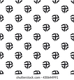 Seamless black and white hand drawn pattern. Black and white doodle background. Doodle dots, spiral, circle and cross.