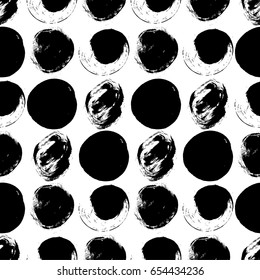Seamless black and white hand drawn pattern with circle brush strokes. grunge texture. Good for web, print, wrapping paper