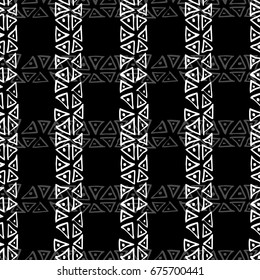 Seamless black and white hand drawn with pattern triangles