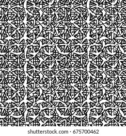 Seamless black and white hand drawn with pattern triangles