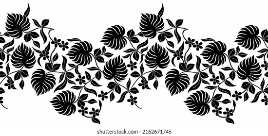 Seamless black and white Hawaiian border design