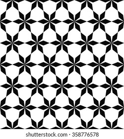 Seamless black and white hexagonal abstract geometric pattern background