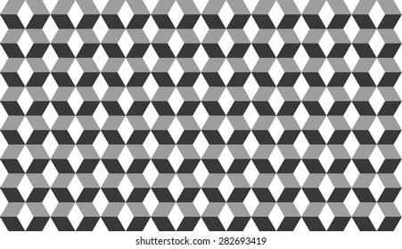 Seamless black and white hexagonal optical illusion pattern vector