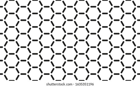 Seamless black and white hexagons with rounded ticks hi-tech pattern vector