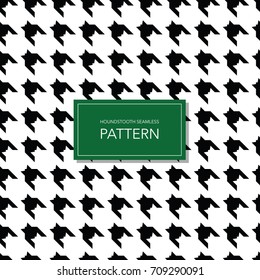 Seamless Black and White Houndstooth Vector Background. Retro Geometric Pattern for Clothing Fashion or Vintage Textile Texture.