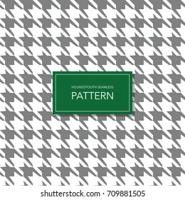 Seamless Black and White Houndstooth Vector Background. Retro Geometric Pattern for Clothing Fashion or Vintage Textile Texture.