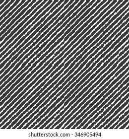 Seamless black and white ikat diagonal lines hand drawn endless textile pattern vector