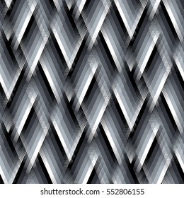 Seamless black and white Ikat Ogee Background Pattern.
