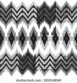 seamless black and white ikat  pattern