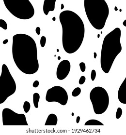 Seamless black and white imprint of the skin of a Dalmatian dog. Trendy modern vector illustration in flat style for wrapping paper, wallpaper, print fabric.