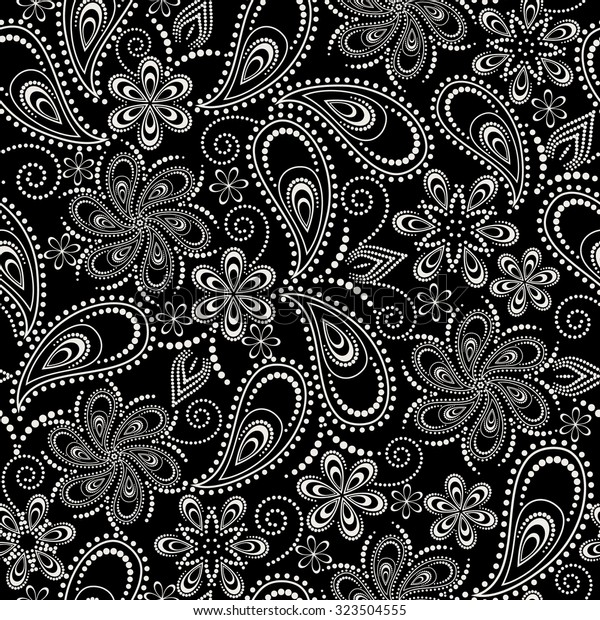 Seamless Black White Indian Picture Paisley Stock Vector (Royalty Free ...