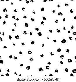 Seamless black and white ink dots pattern. Vector grunge background. Vector illustration.