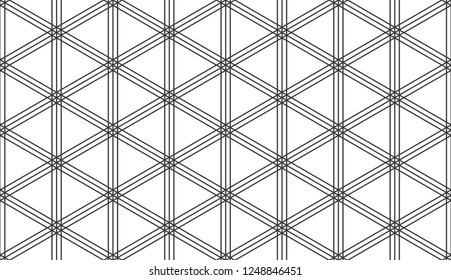 Seamless black and white isometric abstract hexagonal striped geo pattern vector