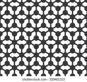 Seamless black and white isometric knotted grid molecular tile pattern vector