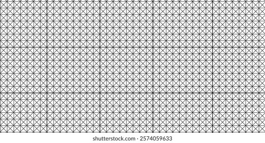 Seamless Black and White Isometric Rectangular Grid Pattern Vector, Abstract Geometric Grid Pattern, Cells Design, Squared School Paper Sheet