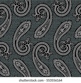 seamless black and white lace and paisley pattern