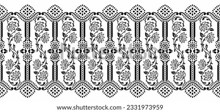 Seamless black and white lacy border design