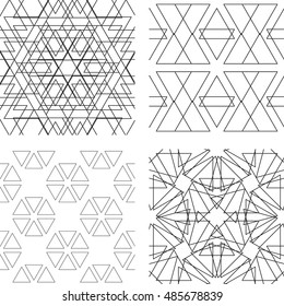 Seamless black and white lattice. Modern thin line geometric pattern with repeating elements