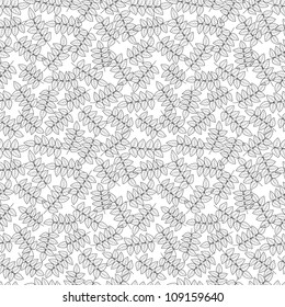 seamless black and white leaves background pattern