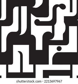 Seamless black and white line art pattern