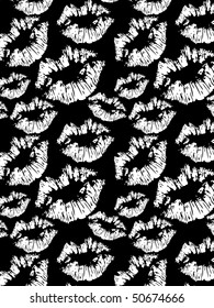seamless black and white lips print decoration