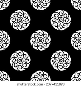 Seamless black and white mandala pattern design