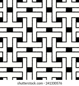 seamless black and white mesh geometric pattern