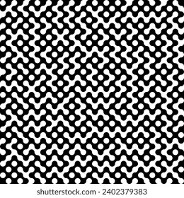 Seamless black and white metaball conection, abstract background, connected dots, vector design