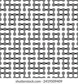 Seamless black and white metaball conection, abstract background, connected dots, vector design