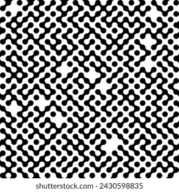 Seamless black and white metaball conection, abstract background, connected dots, vector design