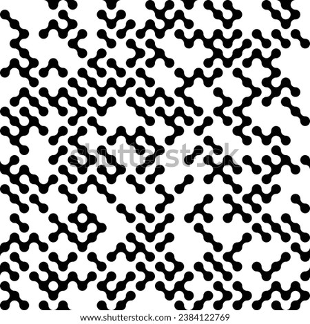 Seamless black and white metaball conection, abstract background, connected dots, vector design