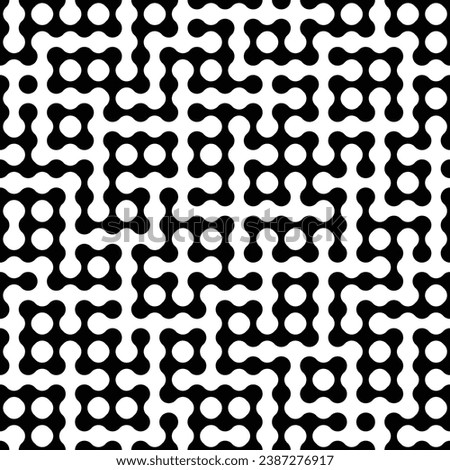 Seamless black and white metaball conection, abstract background, connected dots, vector design